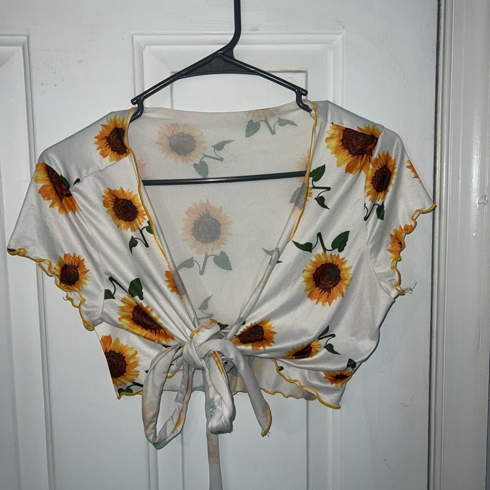 Sunflower wrap crop top